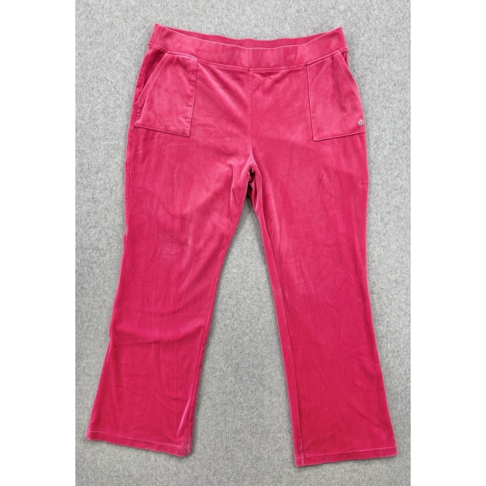 Juicy By Juicy Couture Velour Pants Pink XXL Wide Leg Lounge Track Pants